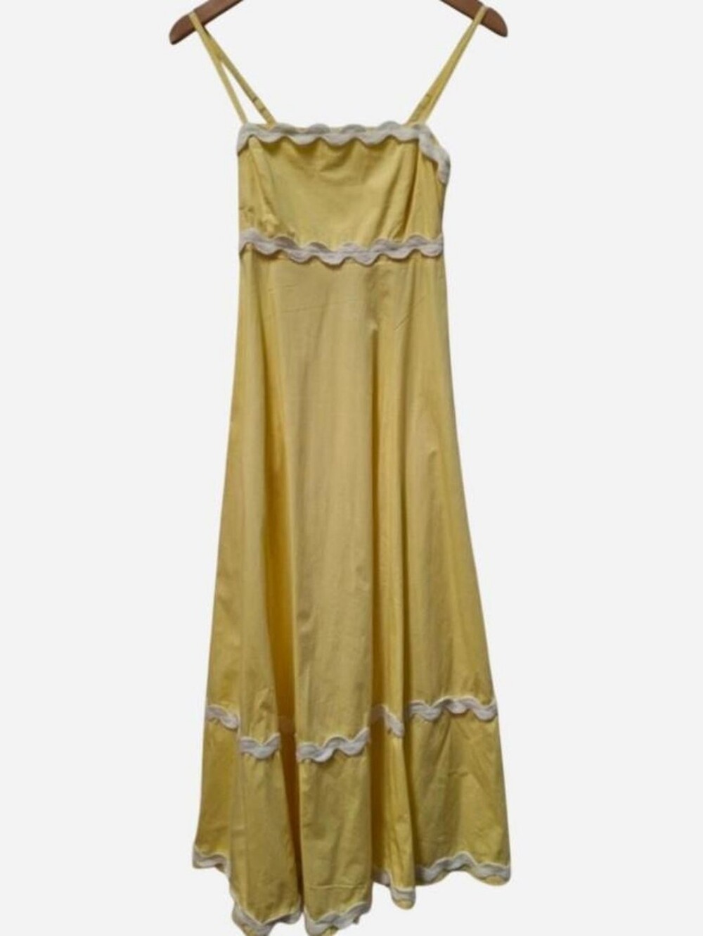 NWT Sim & Sam Butter Yellow Scallop Rick Rack Midi Dress XS